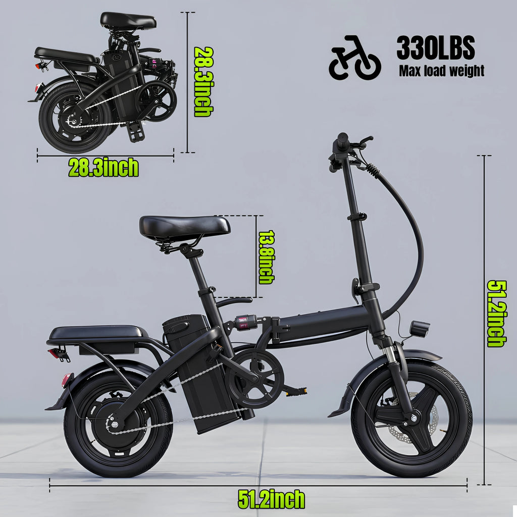 US Warehouse Last-Mile Delivery Solution Mini Brushless 48V Folding Electric Bike with Rear Basket for Urban Errands & Business