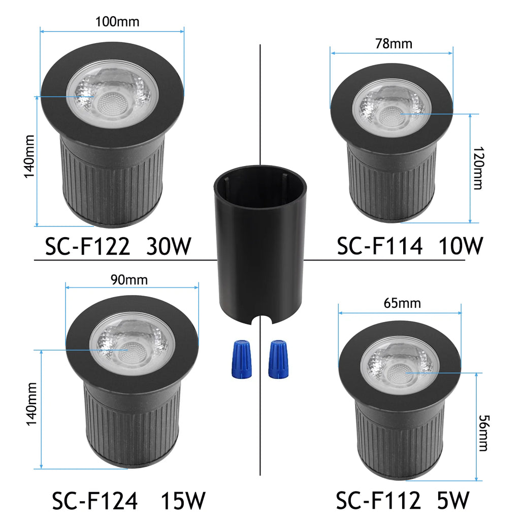 QACA LED Inground Lamps,5/10/15/30W Outdoor Landscape Lighting,Waterproof Aluminum Garden Yard Spotlight  AC/DC12V RGB/WW/CW