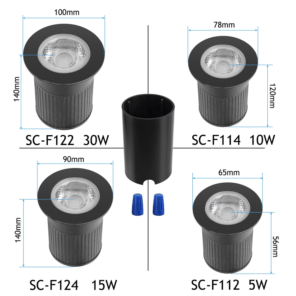 QACA LED Inground Lamps,5/10/15/30W Outdoor Landscape Lighting,Waterproof Aluminum Garden Yard Spotlight  AC/DC12V RGB/WW/CW