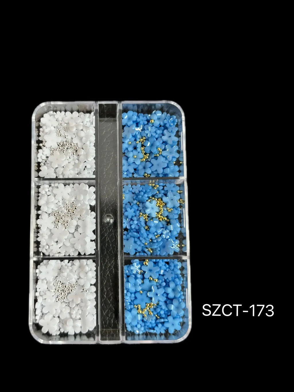 Nail Jewelry Wholesale Cute Three-dimensional Small Flowers 6-grid Plastic Box Mixed Resin Five-petal Flower Nail Accessories