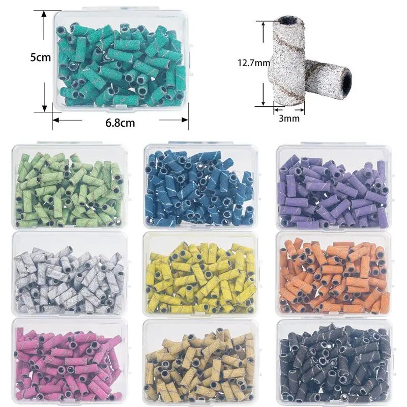 Tamax NAD065 50PCS #120 #180 #240 Mini Nail Art Sanding Bands 3/32" Shaft Nail Drill Bit Accessories Nails Gel Removal Tool