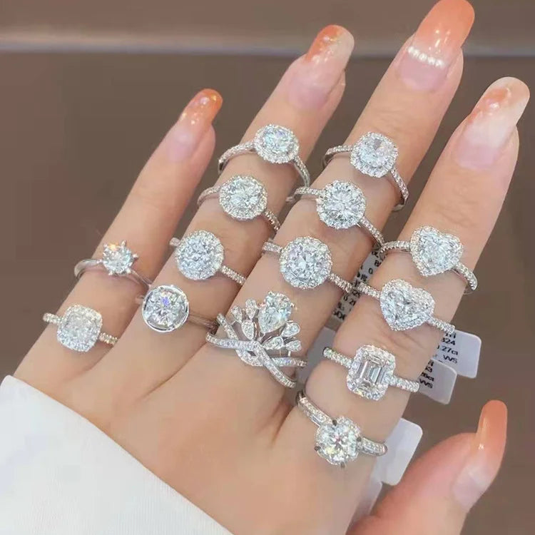 Wholesale Custom Solid Silver & 925 Sterling Women's Engagement Rings with Moissanite for Weddings