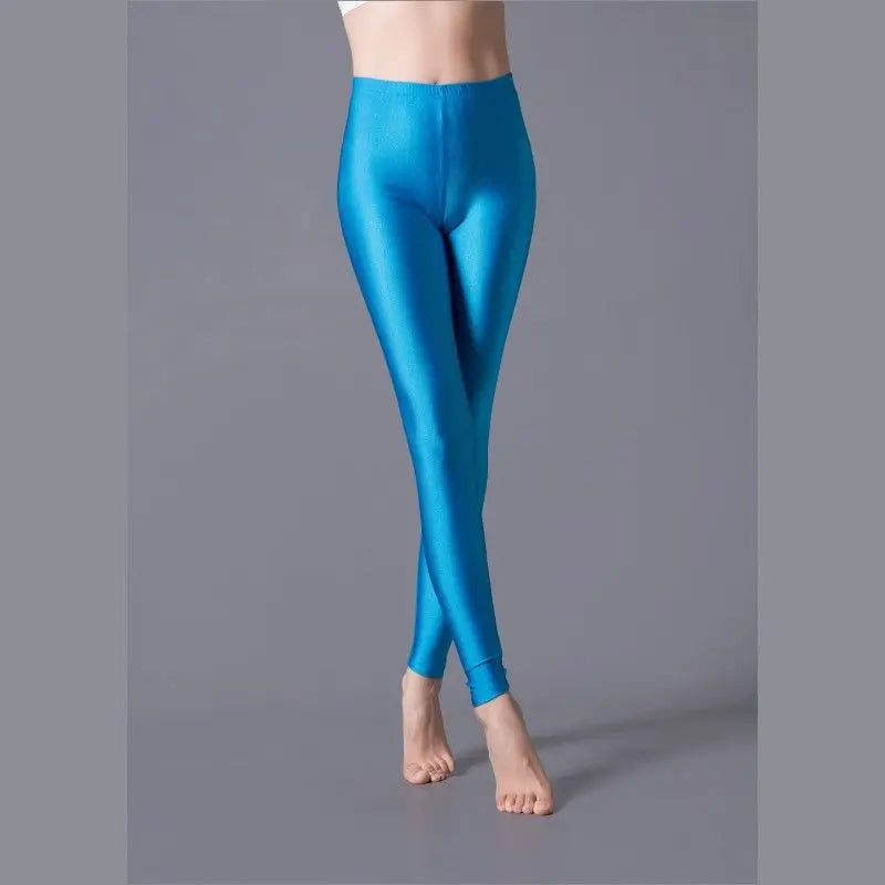 Women Shiny Pant Leggings Hot Selling Leggings Solid Color Fluorescent Spandex Elasticity Casual Trousers Shinny Legging