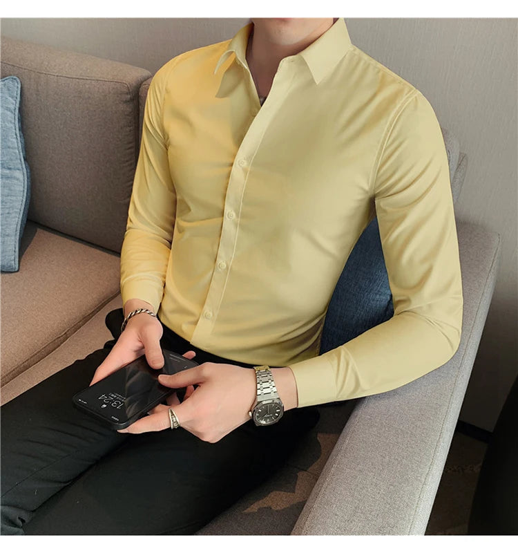 Camisas De Hombre Long Sleeve Shirts For Men Clothing 2026 Business Formal Wear Camisa Social Masculina Slim Fit Chemise Homme