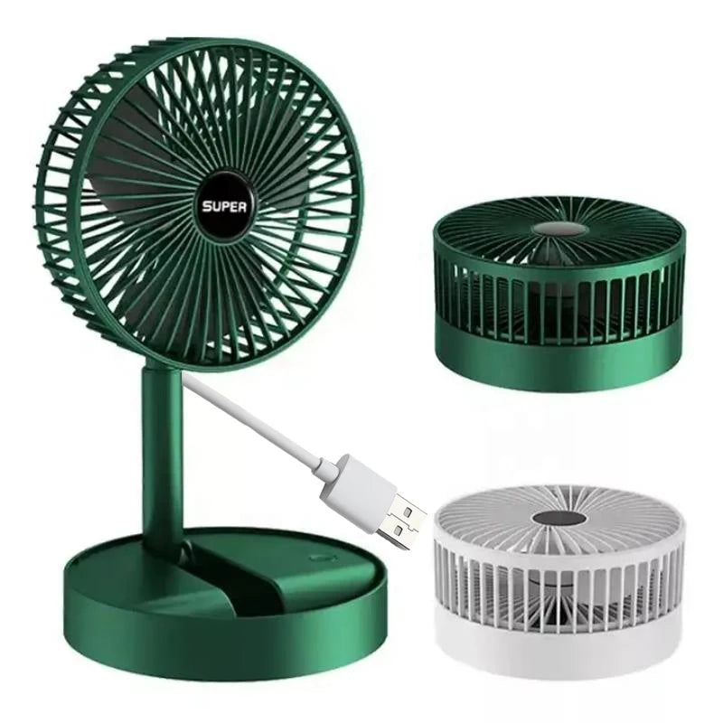 Mini Plug-in Chargeable Folding Desktop Fan for Home Office Outdoor & Car Use-Plastic Computer-Controlled with Battery Option