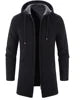 Liu Ming Men's Thick Warm Fleece Cardigan Winter Trending Casual Windbreaker Jackets with Zipper Closure Knitted Sweater Hooded