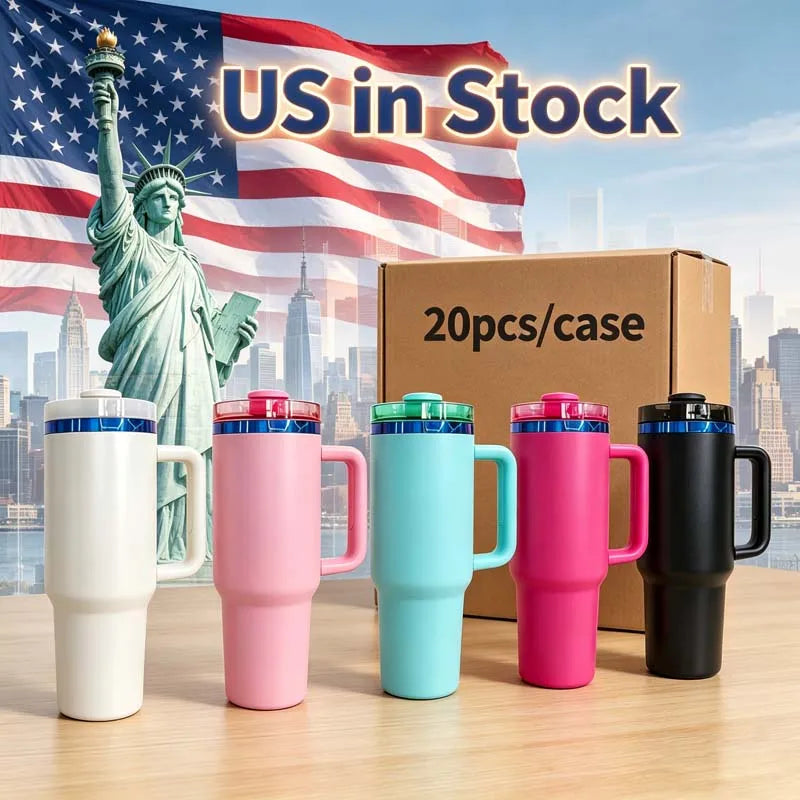 Us Warehouse 40 OZ Colorful Rainbow Plated Easy Clean Camping Gear 40 OZ Vacuum Tumbler for Home Office Outdoor Daily Use