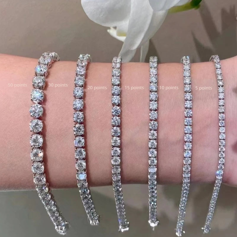 Fine Jewelry Moissanite Chain Hip Hop Bracelet S925 Sterling Silver Cubic Zirconia Tennis Chain