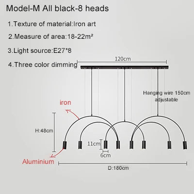 2021 New Restaurant Chandelier Light Luxury Nordic Dining Living Room Table Bar Minimalist Chandelier Simple Modern Light