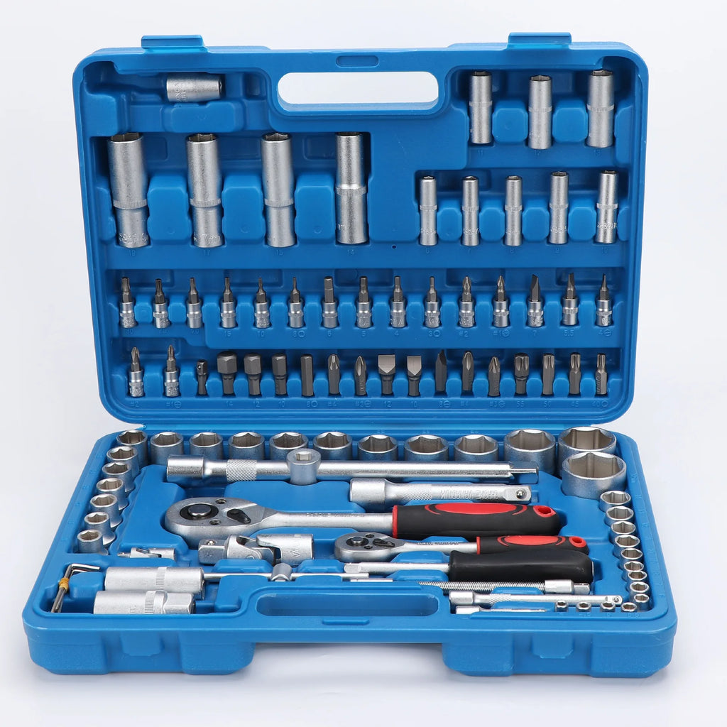 94 Pcs Auto Repair Maintenance Matte Ratchet Wrench Set Hand-Power Combination OEM Hard Case Box Truck Toolbox Socket Wrenches