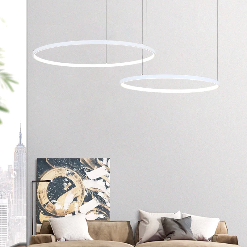 New Modern LED Chandelier for Living Room Bedroom Dining Room Aluminum Ring Indoor Pendant Chandelier Lamp Lighting