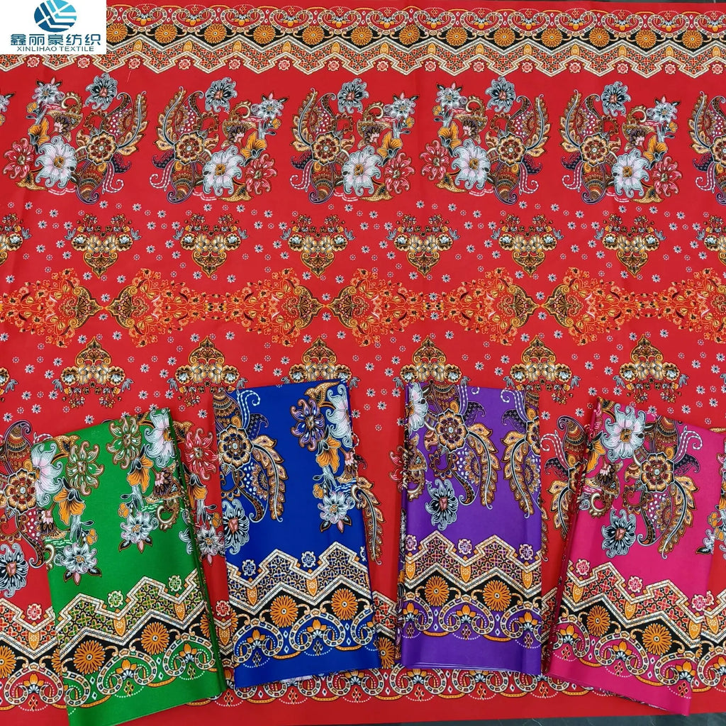 Factory Cheap Price Sarong Batik Lungi Polyester Thai Print Peach Skin Fabric