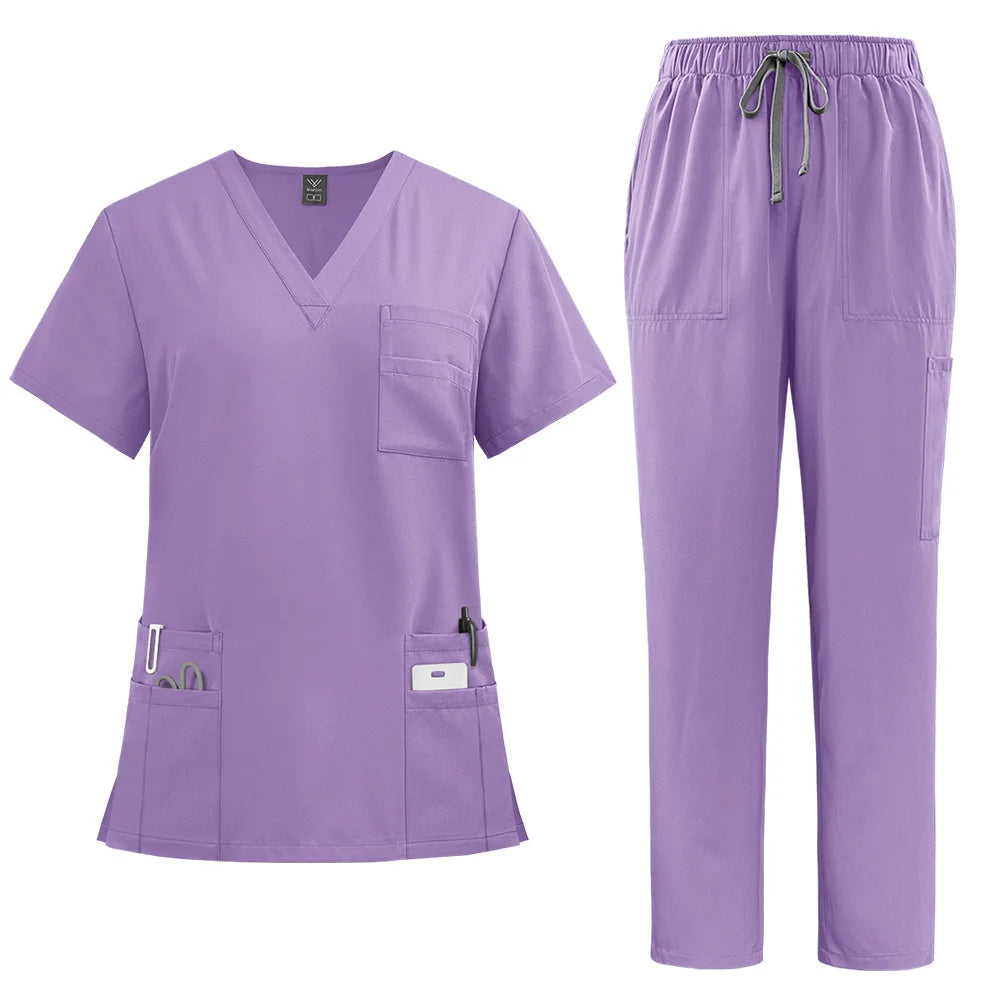 Salon Work Clothes Jersey Breathable Hospital Uniforms Nurse Beauty Dental Custom LOGO Uniform Medical Scrubs Sets for Men Women