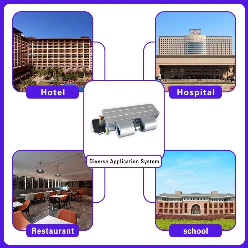 CE Certified Low Noise Fan Coil Unit Water Cooling Ceiling Mount Air Conditioner with DC Motor Core Components