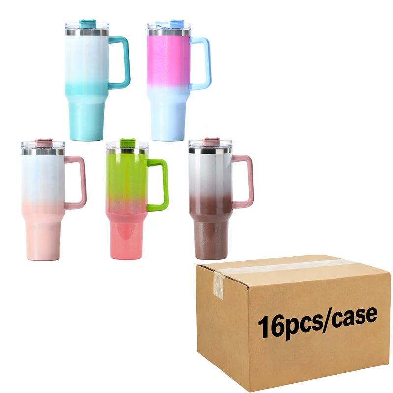 Us Warehouse 40 OZ Colorful Rainbow Plated Easy Clean Camping Gear 40 OZ Vacuum Tumbler for Home Office Outdoor Daily Use