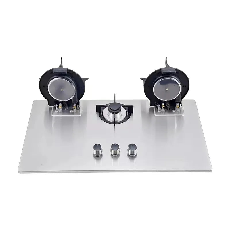 3-Burner Built-In Portable Gas Stove With 3+3+1.75kW Power, Tempered Glass for Household Use