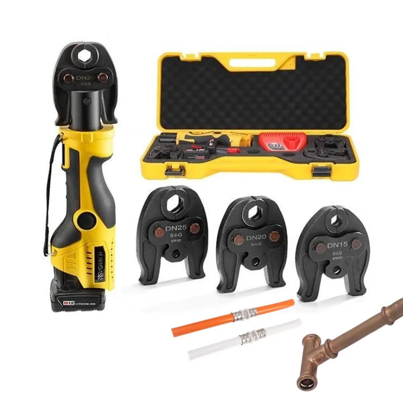 Mini HVAC Rechargeable Hydraulic Pro Press Machine HHYD-1532 Steel 1/2-3/4\" 1\"Jaws Copper Pipe Crimping Tool 220v Power Source