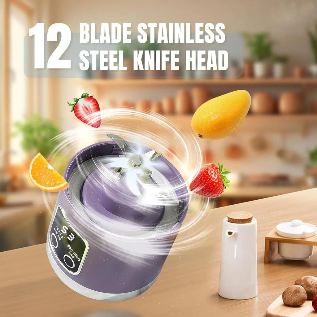 Mini Portable Electric Juicer Black Fresh Kitchen Juicer Iron Blade Low Noise Quiet Motor USB Power Source for Car RV Use