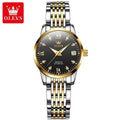 OLEVS 6673 Diamond Dial Mechanical Watch Women Simple Fashion Classic Calendar Women's Automatic Watch Luxury Ladies Watches