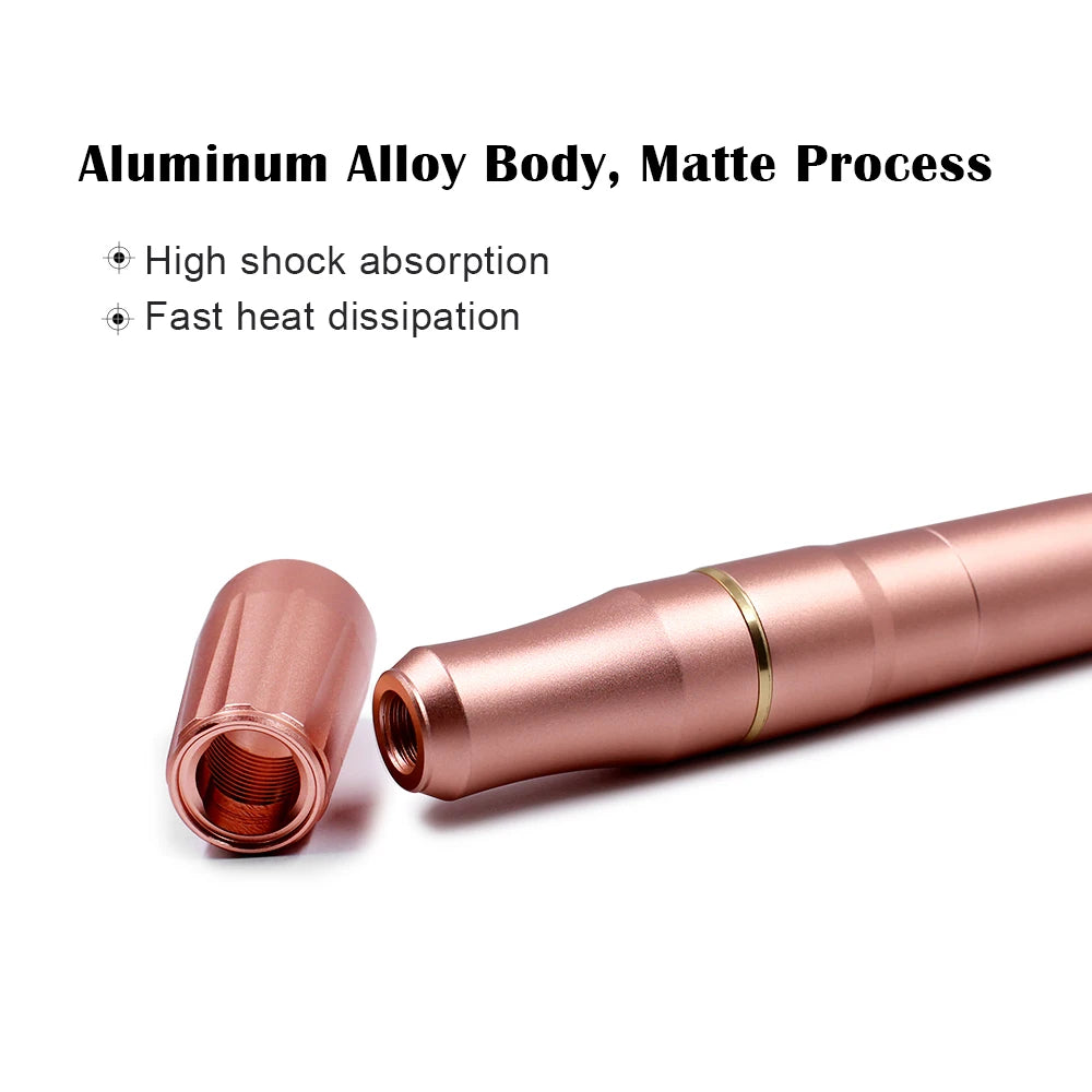 BIOMASER Newest Permanent Makeup Tattoo Machine 2 Head Rose Gold Microblading Pen Equipment 3D Microblading Tattoo Gun Set