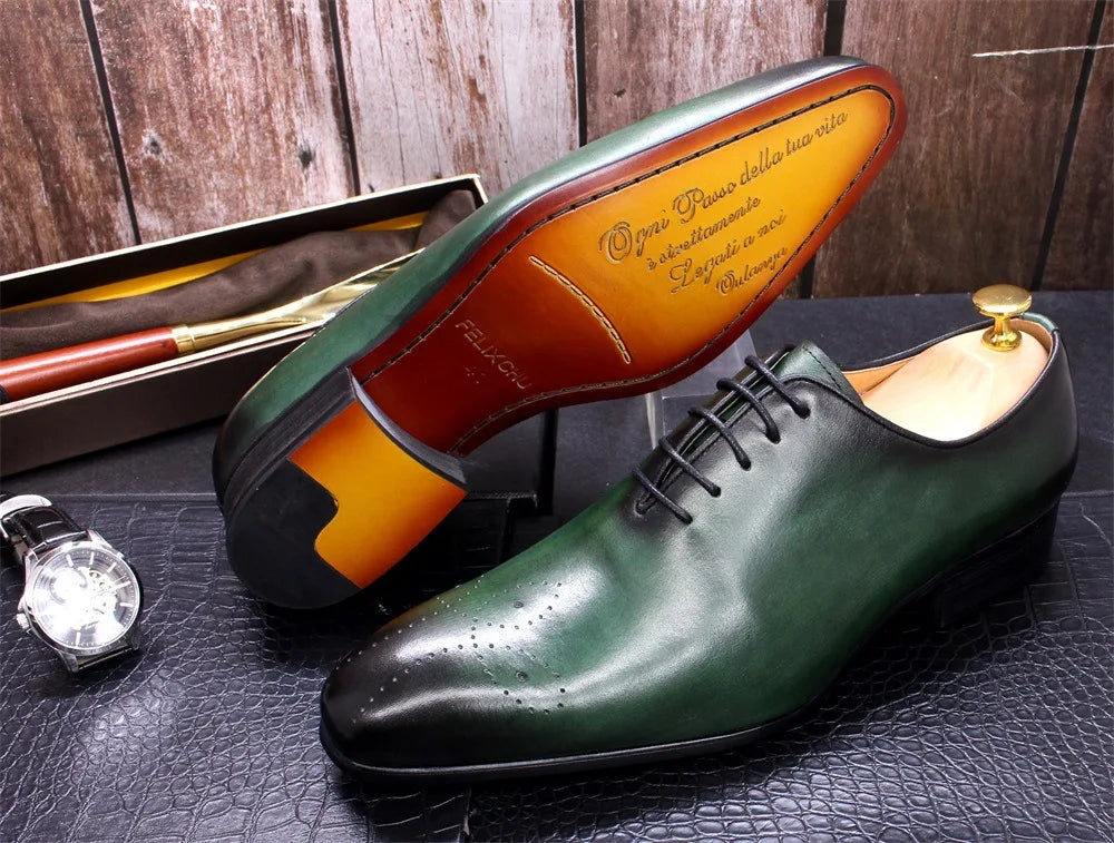 Elegant Black Wholecut Oxford Shoes with Perforated Toe Design Luxury Handcrafted Black Leather Formal Shoes for Men
