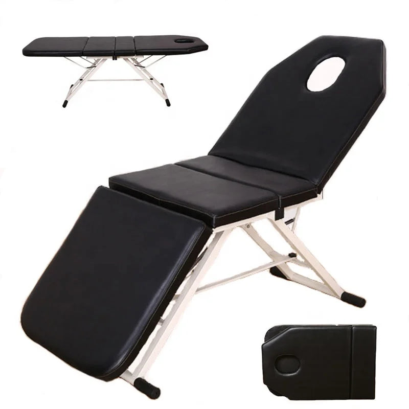 High Quality Foldable Metal Three-Folding Massage Bed Beauty Salon Shop Use Adjustable Back Legs for Home Hotel Gym Bathroom Use