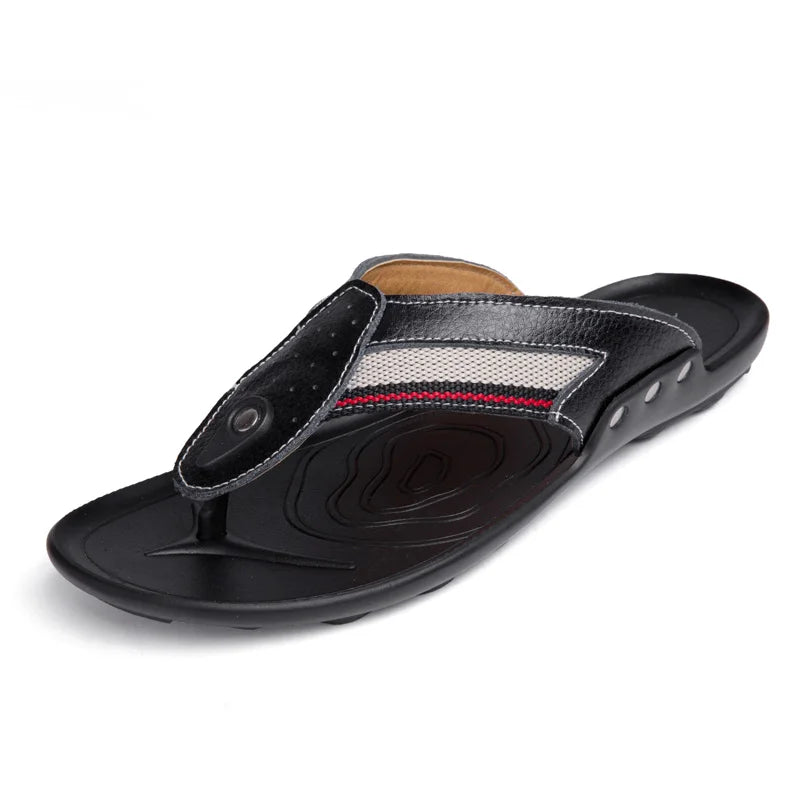 Men's Zoris Slippers Outside Sandals Flip Flops Beach Shoes Flats Sport Denim Leather Low-top Summer Breathable Casual Leisure