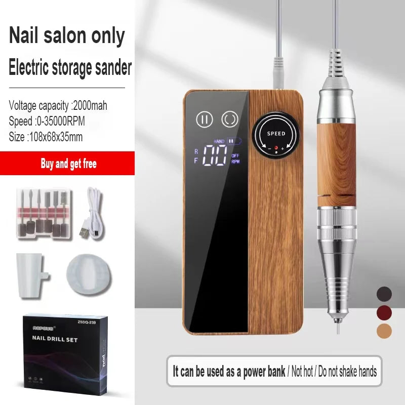 Portable Cordless Rechargeable Nail Drill Professional Strong 35000rpm Customizable Private Label