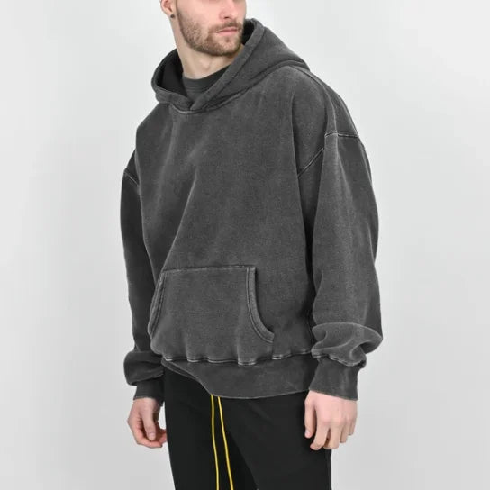 Heavyweight French Fleece Acid Washed Hoodie High Street Series Washing Old Sweater Stone Washed Vintage Hoodie Oversized