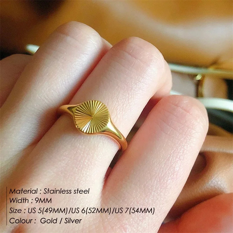 Wholesale High Quality Women's 18K Gold Plated Stainless Steel Jewelry Rings