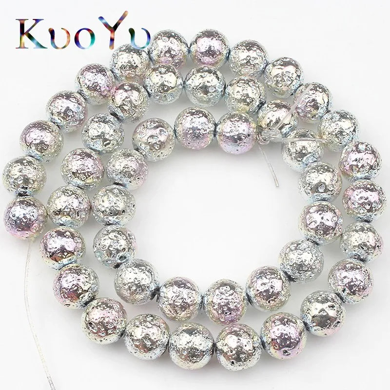 Multicolor Volcanic Rock Lava Stone Round Loose Spacer Bead For Jewelry Making Natural Stone Beads Diy Men Charm Bracelet 4-12mm