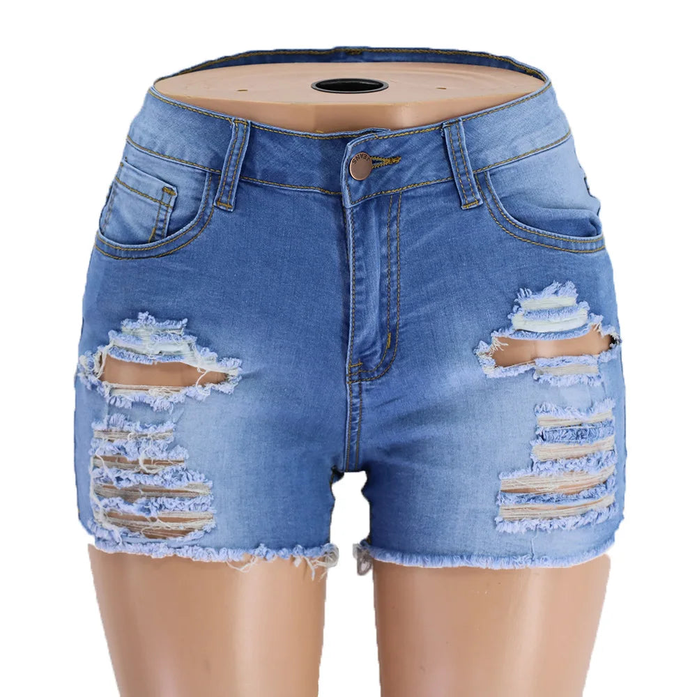 2020 New Arrival Summer Ripped Denim Shorts Fashion Slim Jeans Shorts High Quality Women Clothes 5 Color S-2XL