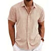 Men's Casual Button Down Shirt Short Sleeve Anti-Pilling Yarn Dyed for Beach Summer Wedding Knitted Weaving Method