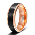 OAHLAN Fashion Jewelry 6/8mm Brushed Rose Gold and Black Tungsten Carbide Rings for Men Women Anti Rust Wedding Engagement Bands