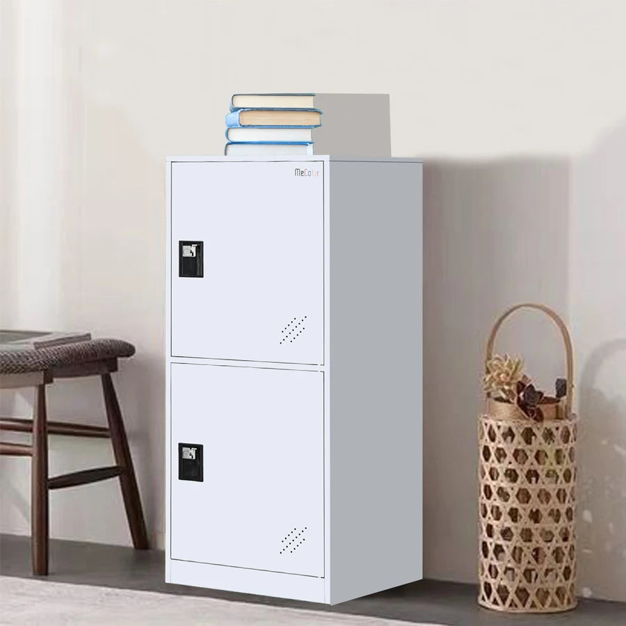 2 Door Small Locker Cabinet with Lock Latch for Home Bedroom Office