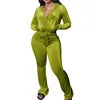 Ladies 2pcs Flare Pants Outfit Gym Wear Sweatpants and Hoodie Velour Joggers Sweatsuits Velvet Two Piece Set Tracksuit for Women