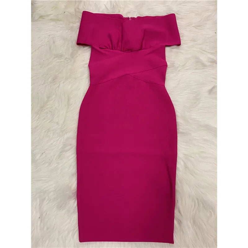 Moonccloset New Summer 5 Colors Sexy Fashion Women's Off Shoulder Bandage Dress Green Night Club Party Dress
