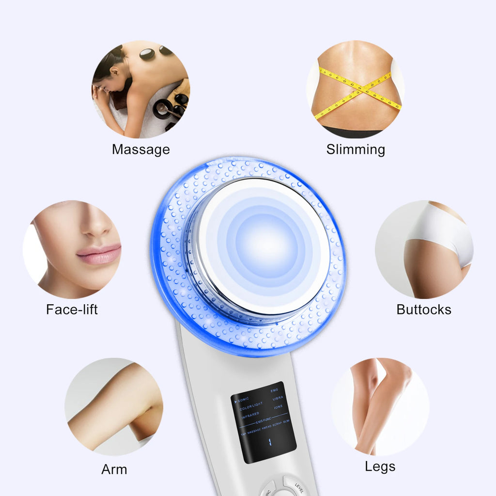 6 IN 1 Body Shape Massager EMS ultrasonic Slimming Gel Cream Infrared 1Mhz Ultrasound Cavitation Fat Burner Bar Weight Loss Tool