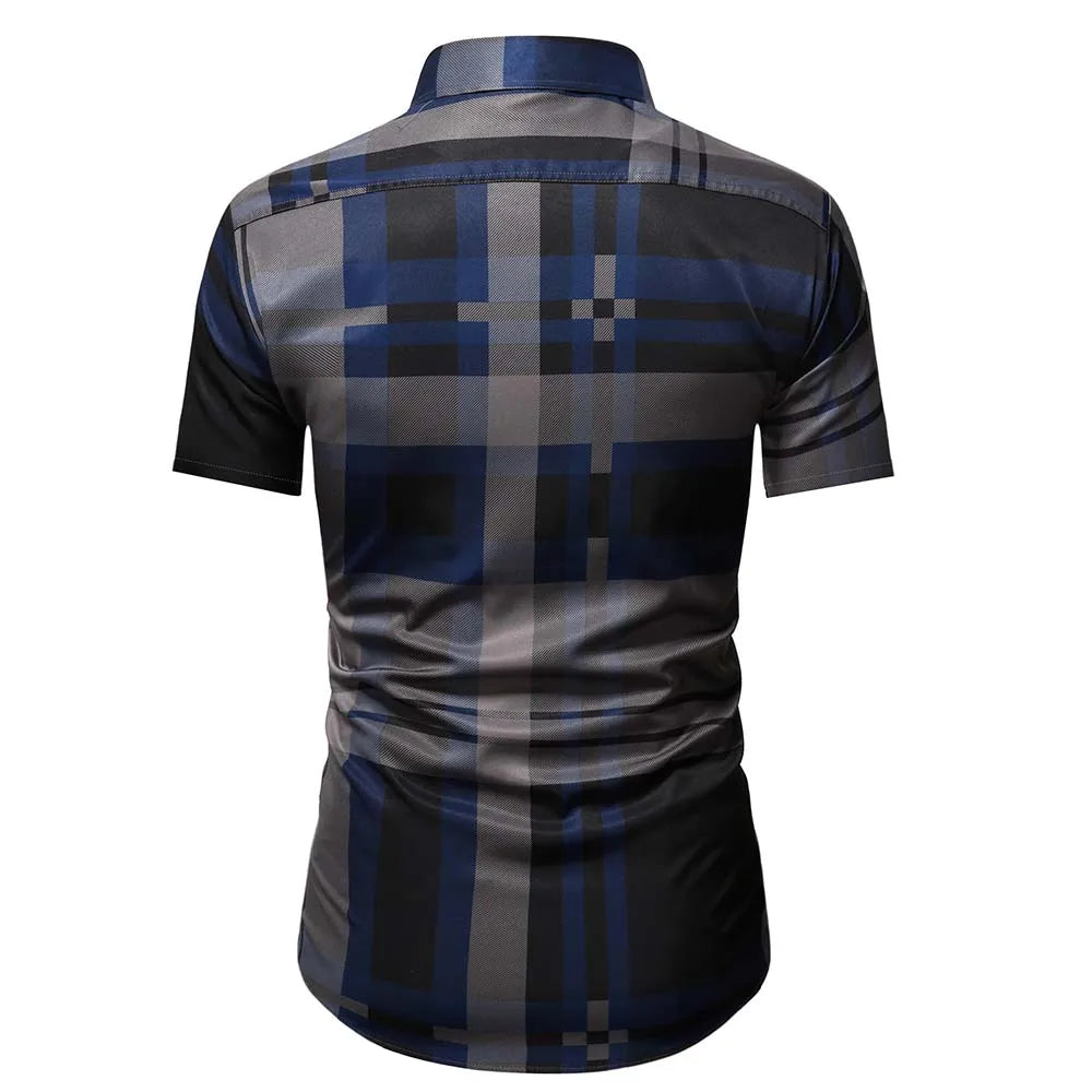 Summer Business Social Chemise Homme Casual Party Short Sleeve Striped Shirt Men Dress Luxury Button Up Fashion Mens Clothes
