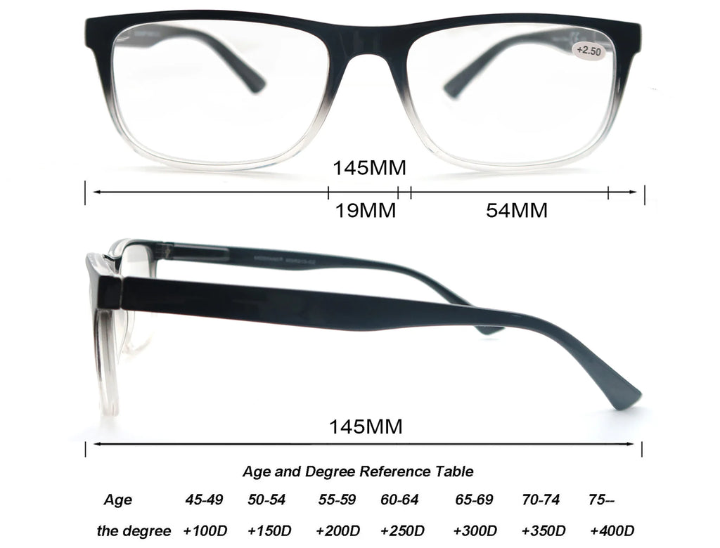 Oversized Reading Glasses Men Big Head Readers Women XL Eyeglasses Wide Square Large Read Glasses With Spring Hinge Clear Vision