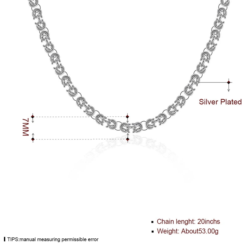 DOTEFFIL 925 Sterling Silver 7mm 20 inches Chain Necklaces For Men Women Fashion Statement Necklace Party Jewelry