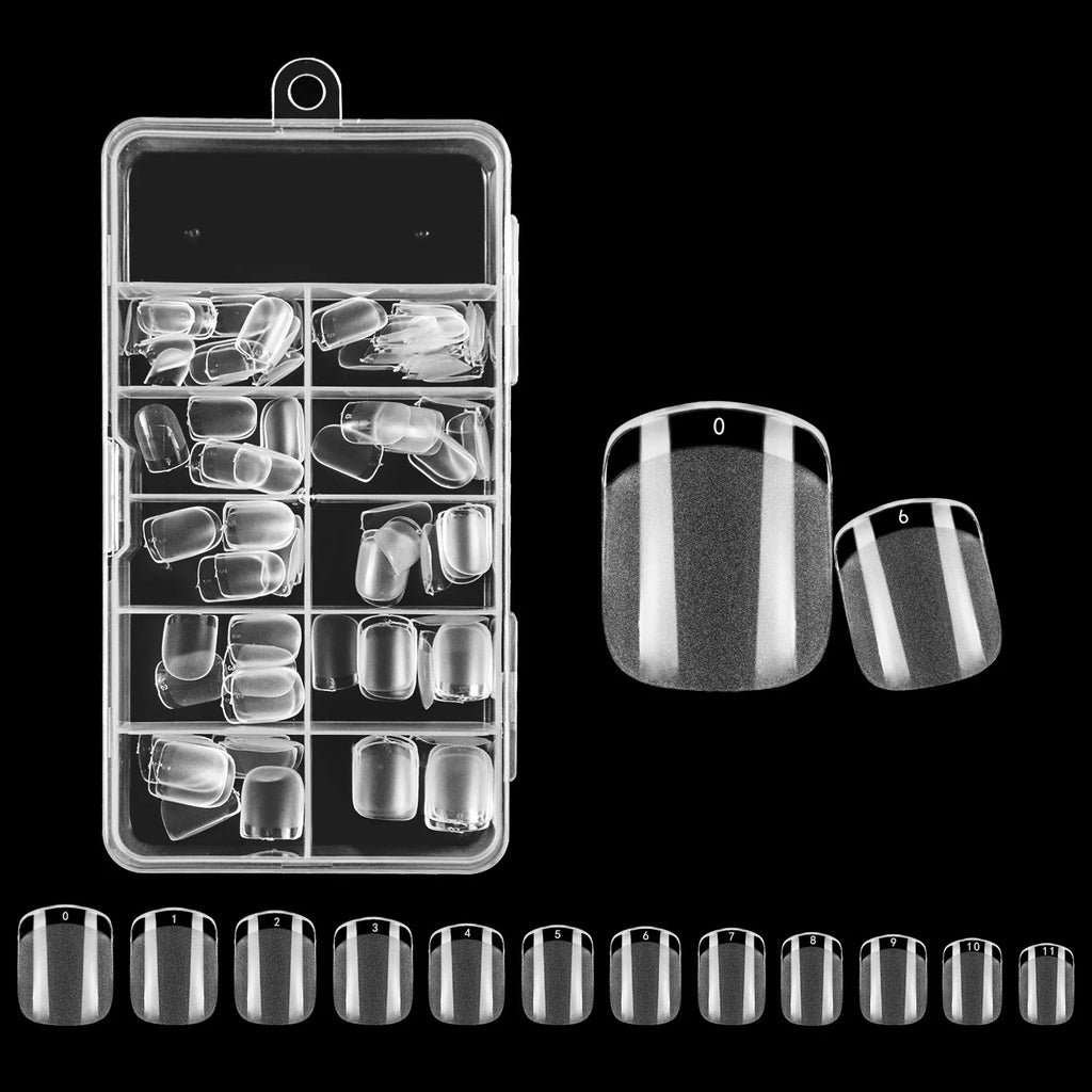 120PCS Acrylic Short False Tips Nail Transparent Frosted Square Oval Almond Ballet Wearable Matte High Toughness Manicure Tip