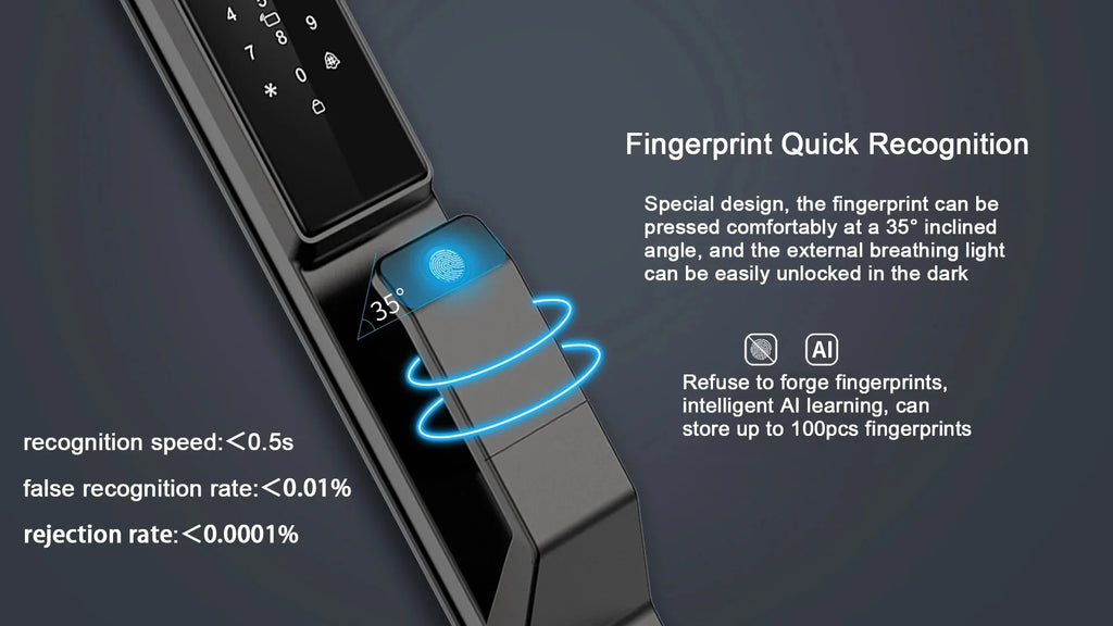 2025 New Tuya T31 Smart Door Lock 3D Face Recognition Real Time Video Built in HD Camera Tuya WIFI Smart Door Lock