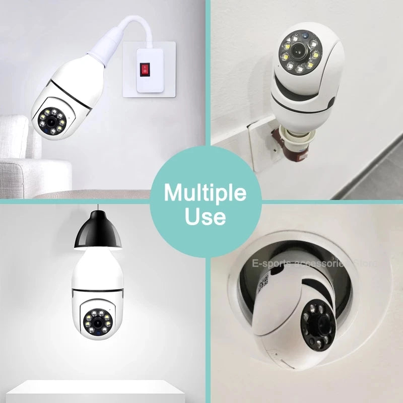 360 Panoramic Wifi HD Night Vision Ip Surveil Mini Surveillance Home Security Wireless Light Bulb PTZ Home Security Cameras