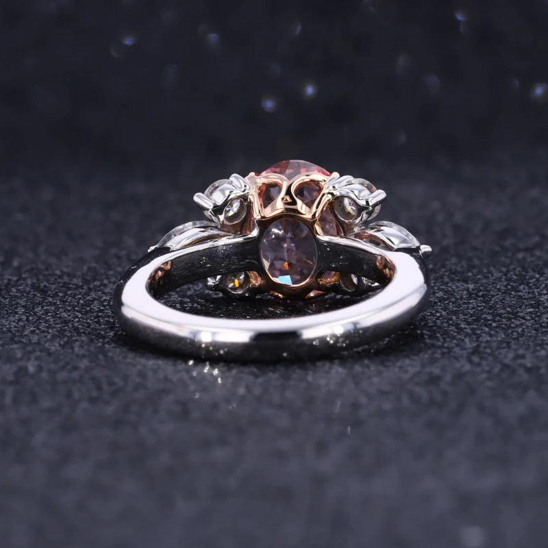 Starsgem Oval Cut Sakura Pink Lab Grown Sapphire With Moissanite Wedding 14k Womens Rings Gold
