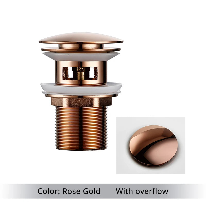 Bathroom Basin Gunmetal Pop-Up Drain Waste Stopper Sink Accessories Solid Support Round Bathtub Brass Flush Drain