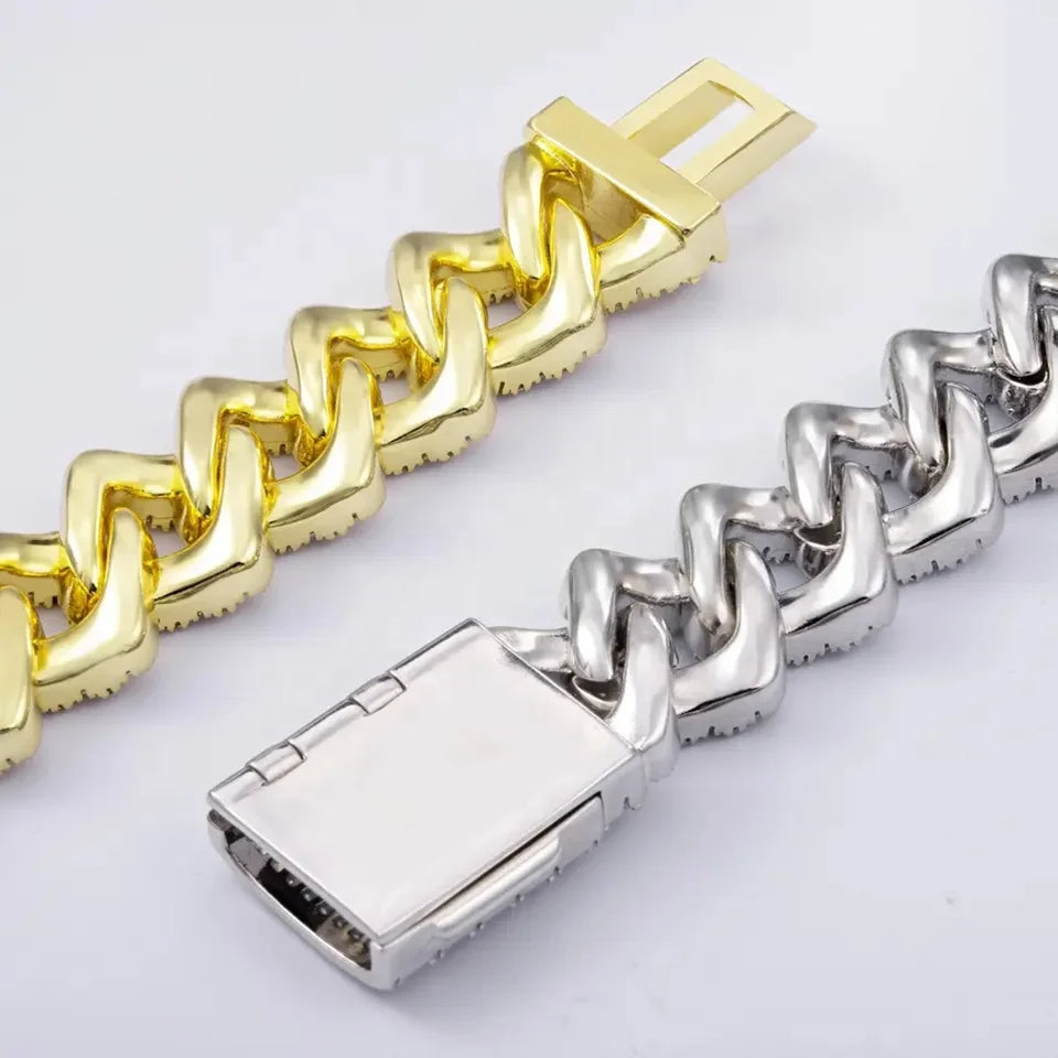 OUGEPHELI CZ Zircon Cubic Zirconia Gold Plated 925 Sterling Silver Cadena Cubana Hip Hop Necklace Jewelry Miami Cuban Link Chain