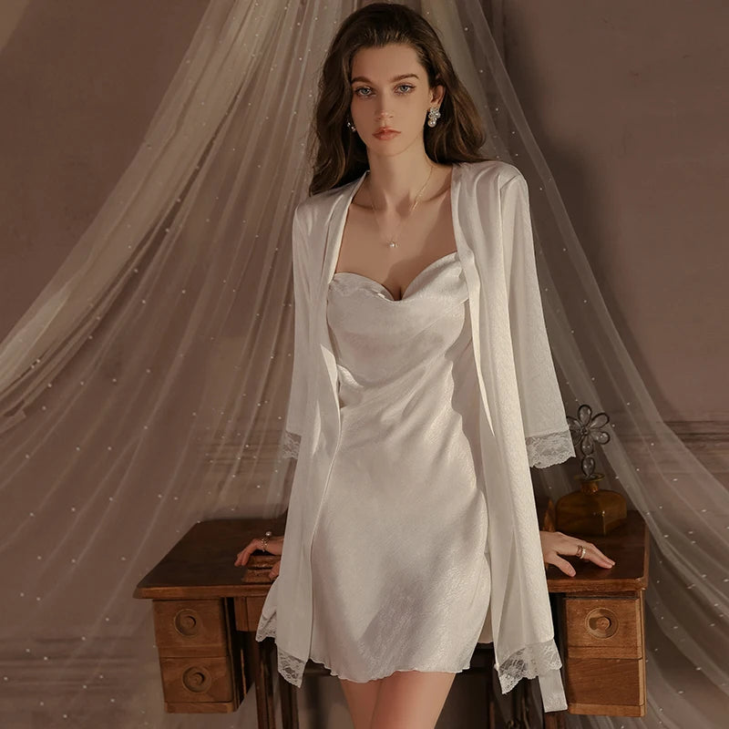 Swdplus-size Pajamas Swing Neck Sexy Backless Seductive Ice Silk Halter Nightdress Women's Home Wear