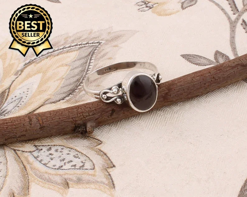 Men's 925 Sterling Silver Minimalist Ring with Agate Gemstone Cut & Faceted Fire Stone Silver Plated for Parties