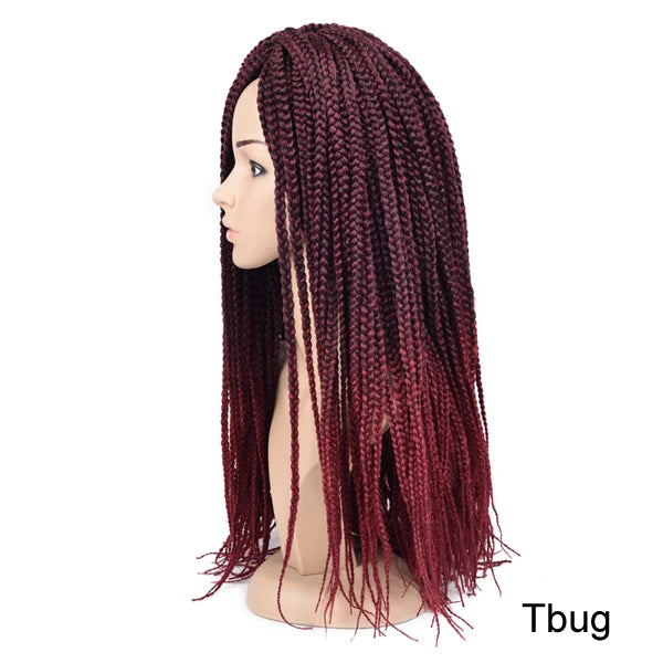 TOMO Synthetic Crochet Hair Box Braids 22Roots Colored Braiding Hair Extensions 24Inch Rainbow Ombre Crochet Braids Pink Red
